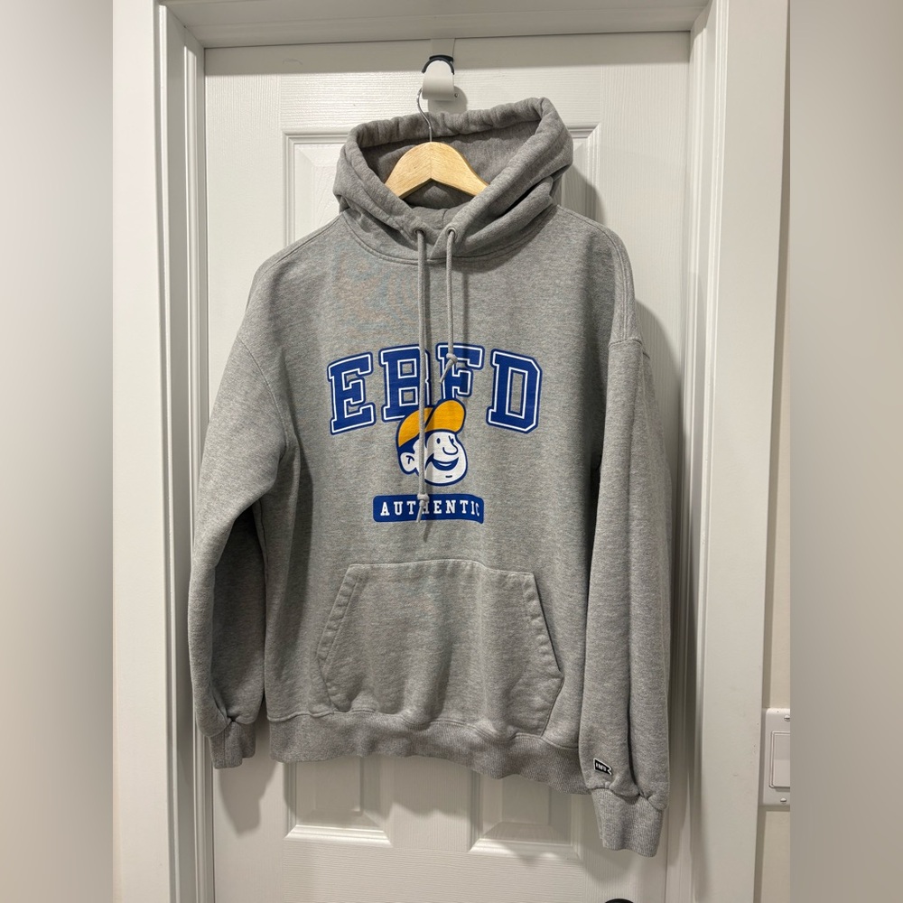 Ebbets Field Flannels Men's Hoodie Sweatshirt Pullover Large Grey